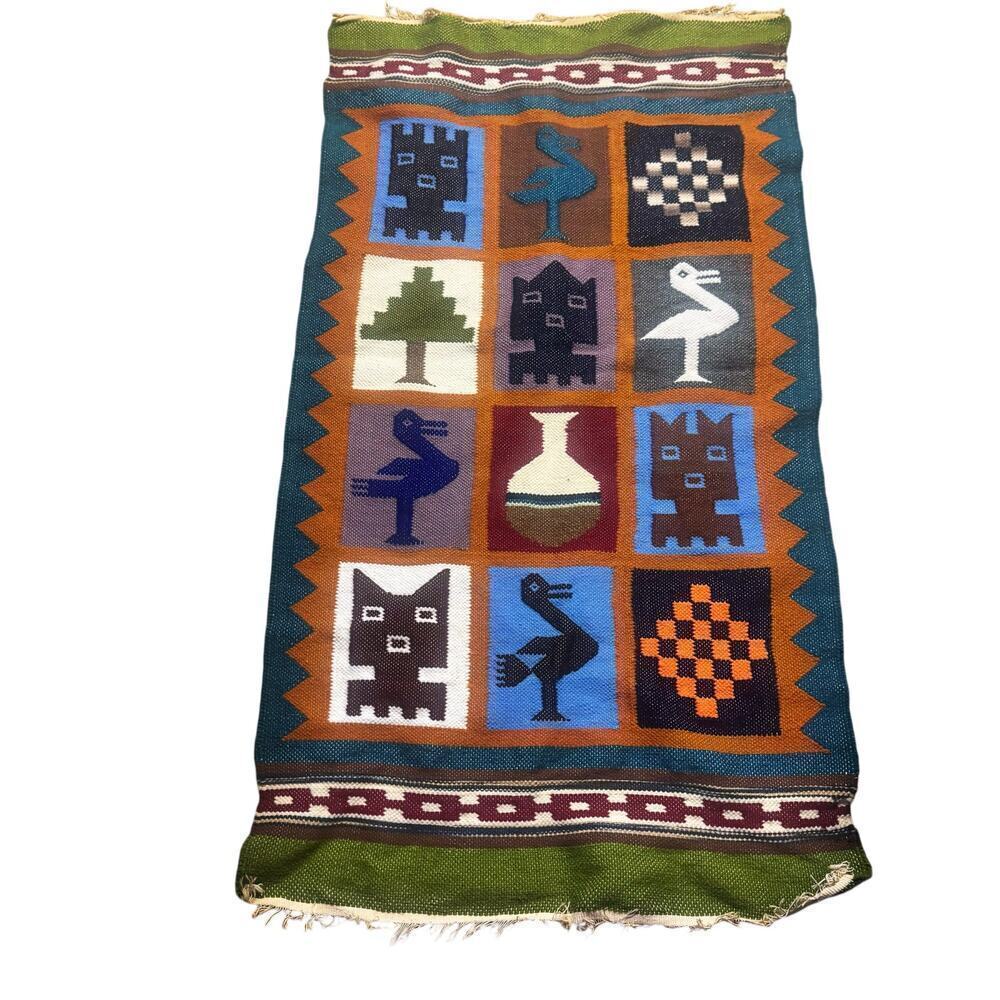 Vintage Hand Made Wall Tapestry Woolen Woven Tapestry Size 25”X46” NEW
